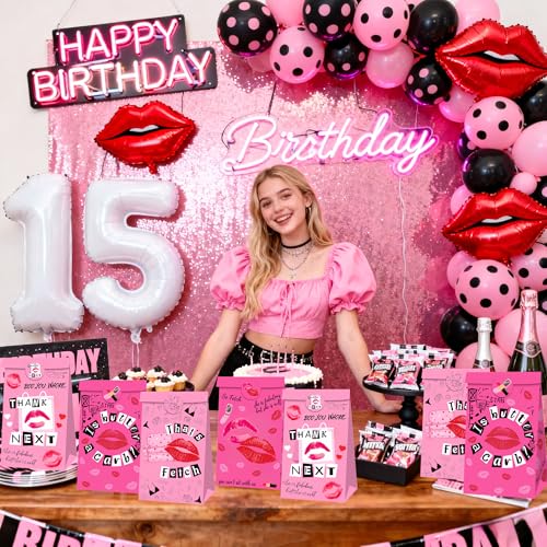 12-Pack Pink Party Favor Bags with Stickers for Girls' Events
