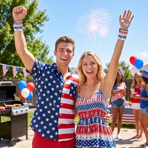 Patriotic Silicone Wristbands - 20 Pack 250th Anniversary Designs