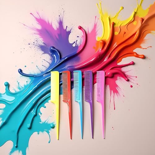 Jowxsx Colorful Rat Tail Hair Combi Plastic Styling Comb for Parting