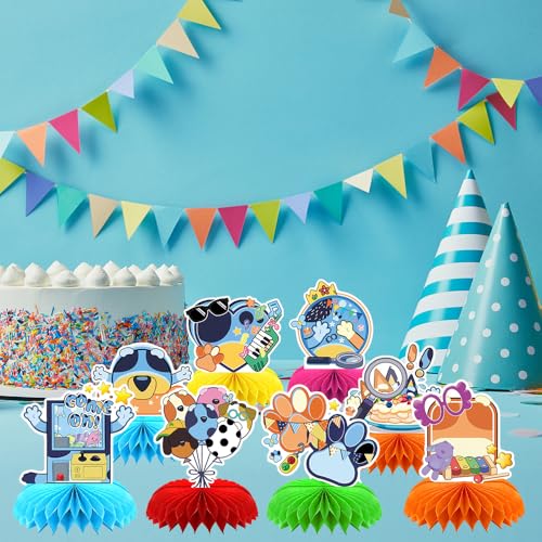 8pcs Blue Dog Honeycomb Decorations for Birthday Parties