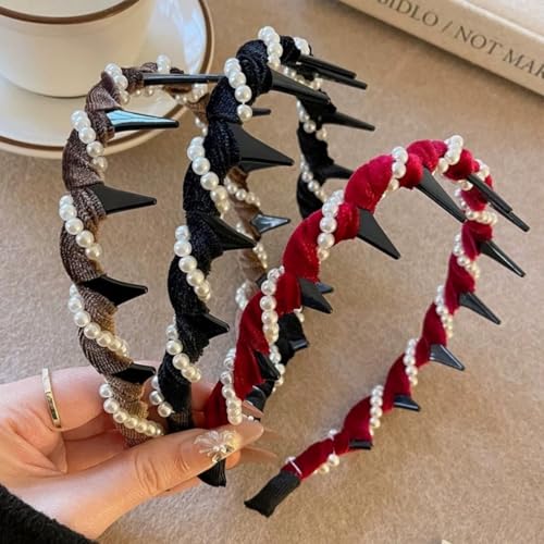 Black Pearl Headband Vintage High Cranium Non-Slip Hair Band