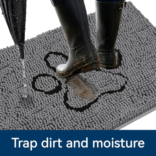 Bcoimo Chenille Dog Doormat - Absorbent Non-Slip Indoor Rug