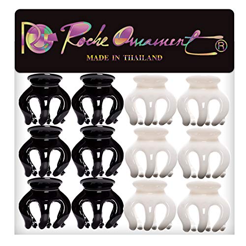 RC Roche 12 Pcs Small Octopus Hair Claw Clips Pumpkin Shape Black White
