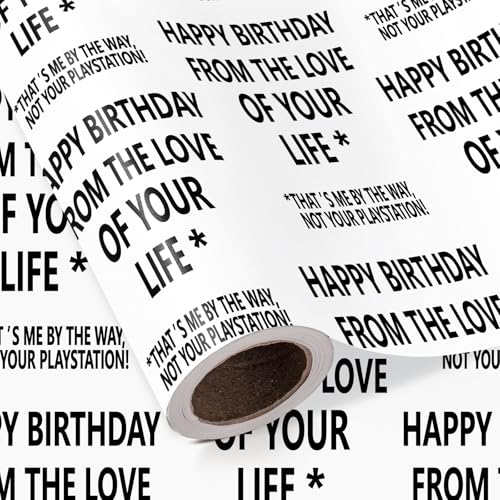Funny Birthday Wrapping Paper Roll - 17x16.5 Feet for Gamers