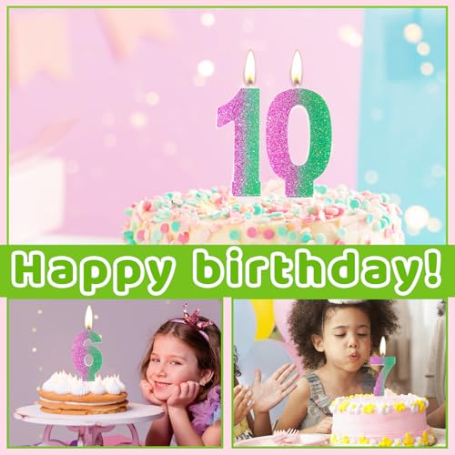 Pink & Green Movie Themed Birthday Candle - 6th Birthday Decoration