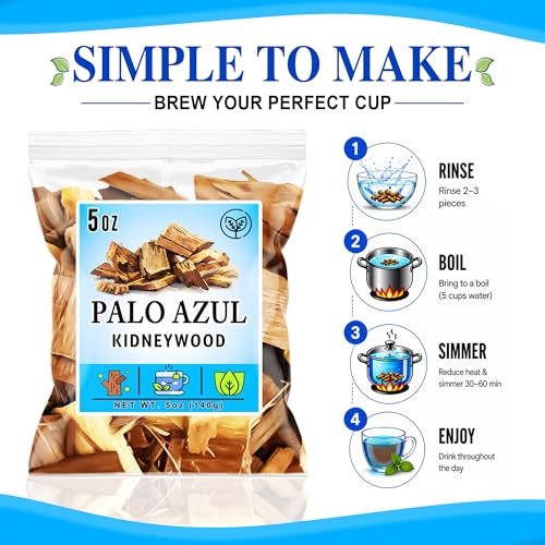 Palo Azul Herbal Tea - Authentic Kidneywood Chunks, 5 oz Resealable Bag