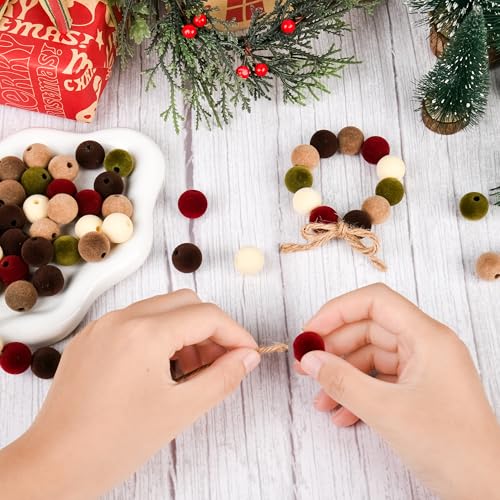 Christmas Velvet Bead Set - 60pcs 16mm Holiday Ornament Craft Supplies