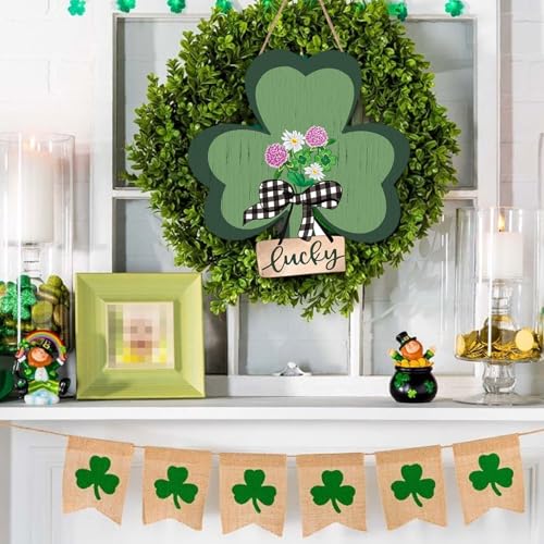 12 Inch St Patrick's Day Shamrock Wreath for Front Door