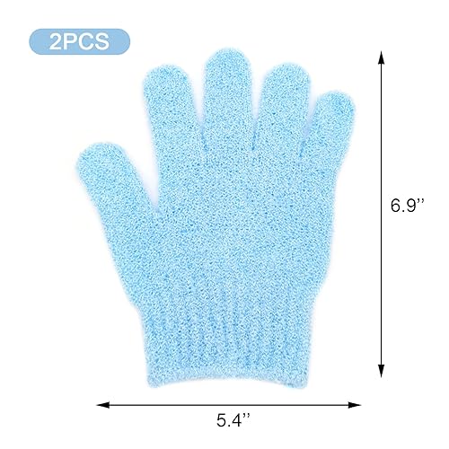 BlingKingdom Exfoliating Bath Gloves 1 Pair - Blue Body Scrub Mitts