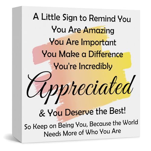 Inspirational Wooden Box Sign - Motivational Office Desk Decor & Farewell Gift