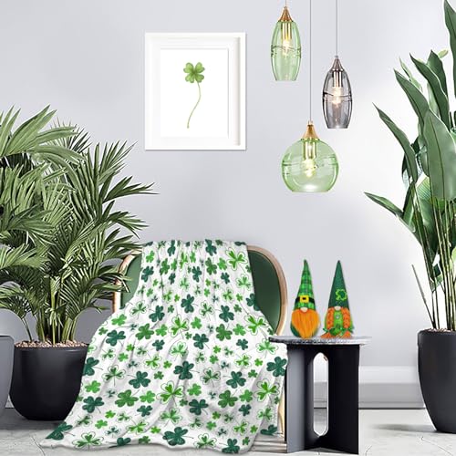 St. Patrick's Day Shamrock Throw Blanket - Cozy Green Flannel 40"x50"