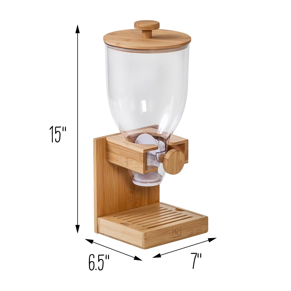 Honey-Can-Do Bamboo Cereal Dispenser with Airtight Lid – Countertop Dry Food Dispenser for Kitchen Organization – Eco-Friendly Cereal Container for Pantry