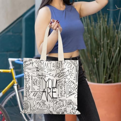 LUVADIAN Canvas Tote Bag - Positive Affirmations Inspirational Print