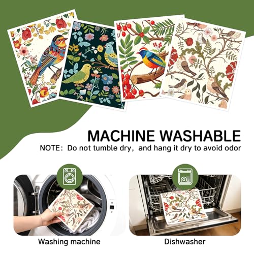 Reusable Swedish Dishcloths - 4 Pack, Super Absorbent & Washable