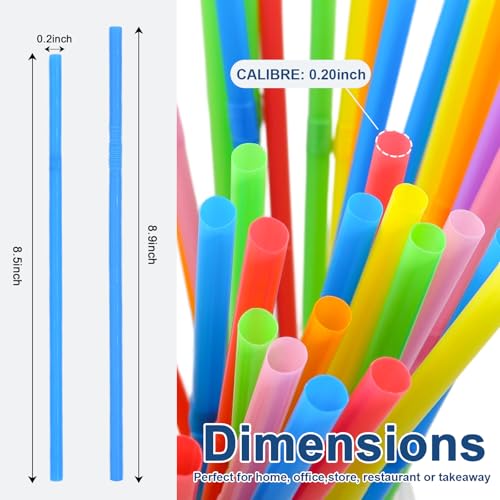 Multicolour Flexible Plastic Drinking Straws 8.5 inch - 200 Pack - SONGNASS