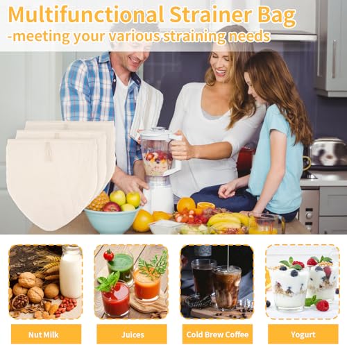 12x12 Inch Nut Milk Bags - 3 Pack Reusable Cheesecloth for Straining