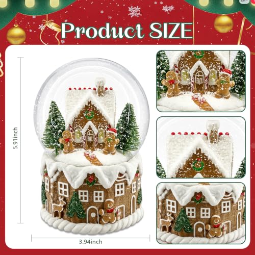 4-Inch Gingerbread House Musical Snow Globe Snow Variation