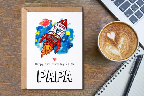 Happy 1st Birthday Card for Papa - 5x7 Premium Card
