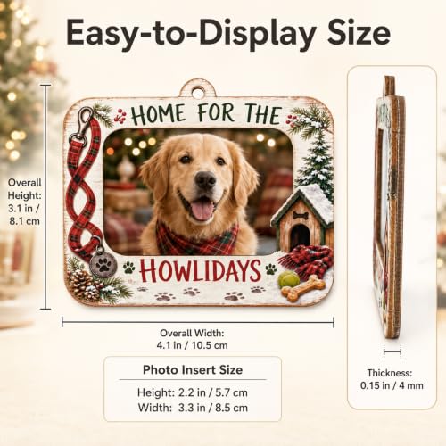 Dog Christmas Ornament Wooden Pet Photo Frame Pet Pictures - Holiday Gift
