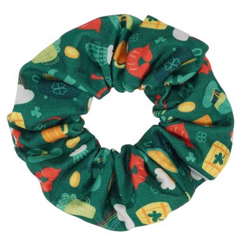 St. Patrick's Day Green Hair Scrunchies 4 Pack Shamrock Hair Ties