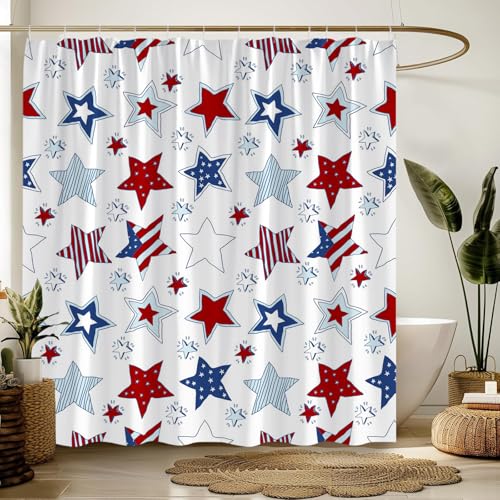 4th of July Shower Curtain 70x70 Inches - Patriotic Stars & Stripes