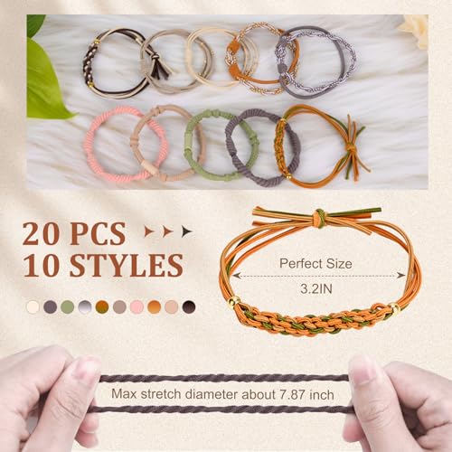 KIEGMIA Boho Hair Ties 20 PCS - No Damage Elastic Ponytail Holders
