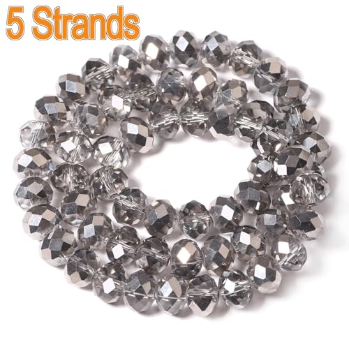 3mm Transparent Silver Faceted Rondelle Glass Beads - 5 Strands