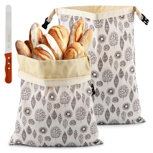 Reusable Beeswax Bread Bags - 2 Pack for Fresh Baked Goods