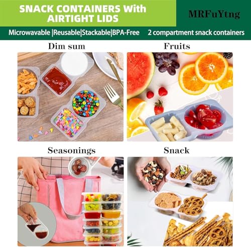 20-Pack Reusable Dual-Compartment Snack Containers with Leakproof Lids