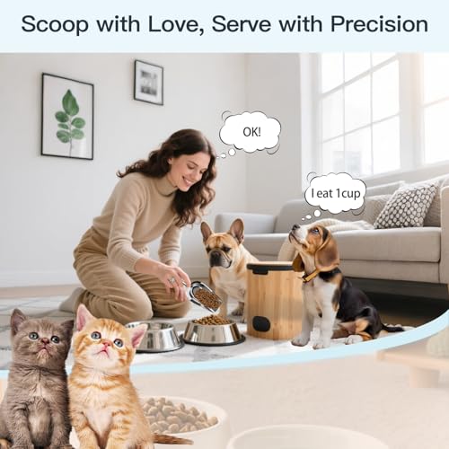 SSyang 1-Cup Pet Food Scoop, Stainless Steel Measuring Scoop for Dogs & Cats