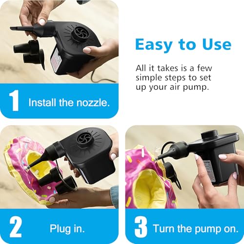 Motorenbau Portable Electric Air Pump with 3 Nozzles - Black-1