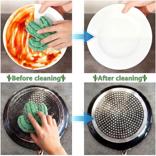 Cactus Sponge Dish Scrubbers - 12 Pcs Non-Scratch Kitchen Cleaning Tools