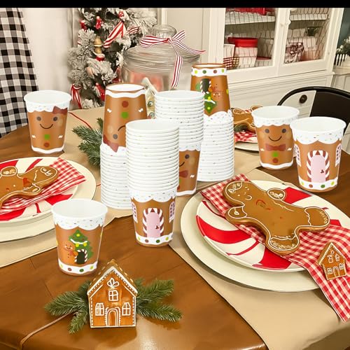 Gingerbread Man Paper Cups - 9 oz Christmas Disposable Cups, Pack of 100