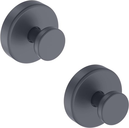 Bntuk Suction Cup Hooks - Removable Bathroom Towel Hooks for Shower & Glass Door | 2 Pack, Grey