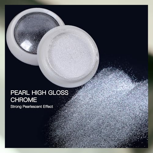 FSIXCL Pearl White Nail Chrome Powder Metallic Mirror Effect Pigment