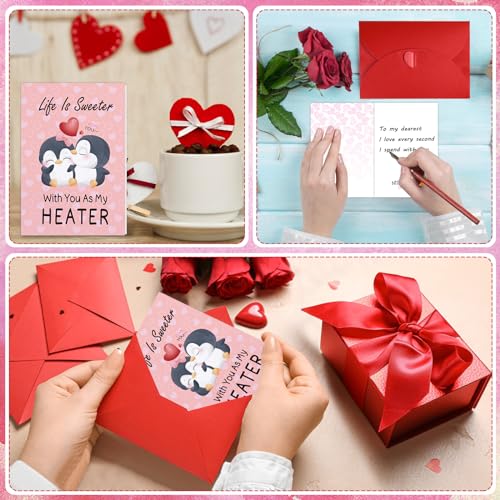FLYAB Penguin Valentines Day Card with Envelope - 4x6 Cute Design