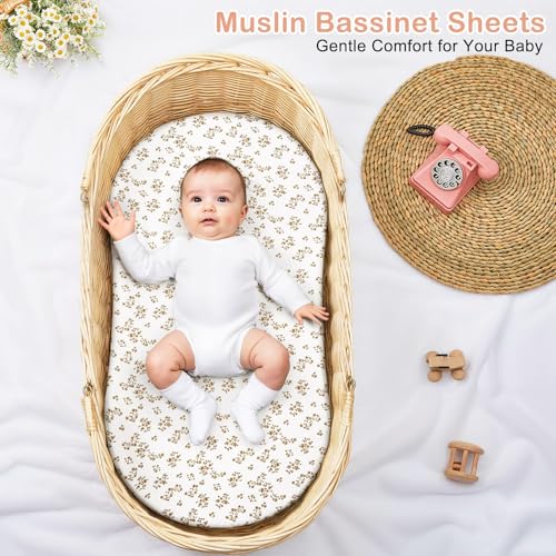 Muslin Bassinet Sheets 2-Pack for Baby | Soft & Breathable Fitted Sheets