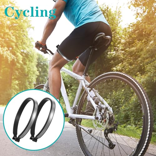 4Pcs High Reflective Cycling Trousers Clips, Safety Bicycle Elastic Ankle Cuffs Bands, Outdoor Recreation Cycling Trouser Clip Pant Leg Cuff Clip Reflective Gear for Riding Fishing Outdoor