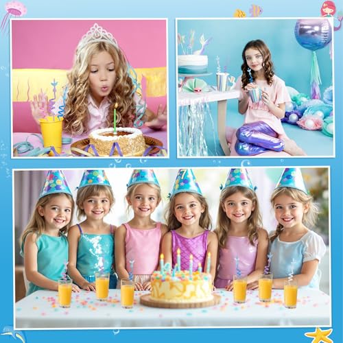ZXOPM 12pcs Glitter Mermaid Drinking Straws with Mermaid Tail & Bow Charm - Party Favors for Mermaid Birthday