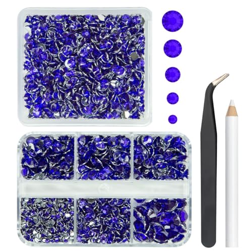 Purple Resin Rhinestones 3060PCS Flatback Gems with Tweezers and Pen