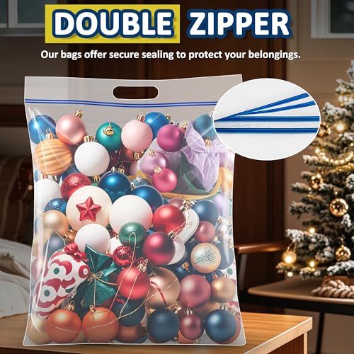 25 Gallon Heavy Duty Resealable Storage Bags with Zipper - 3 Pack