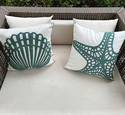 Nautical Embroidered Pillow Cover - 18 Inch Canvas Decor