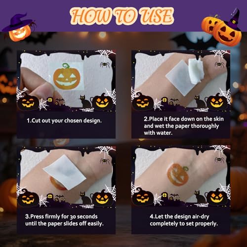 Seqiuay Glow in the Dark Halloween Temporary Tattoos - 10 Sheets