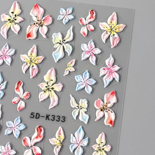 TailaiMei Gold and Silver Star Nail Stickers - 4 Sheets Embossed Self-Adhesive Nail Art Decals for DIY Manicure