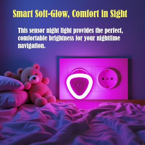 3 Pack Heart-Shaped LED Night Lights with Dusk to Dawn Sensor