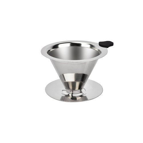 Fyueenix Stainless Steel Pour Over Coffee Dripper, Reusable Fine Mesh Filter for 1-2 Cups, Paperless Coffee Maker for Home, Travel, Camping