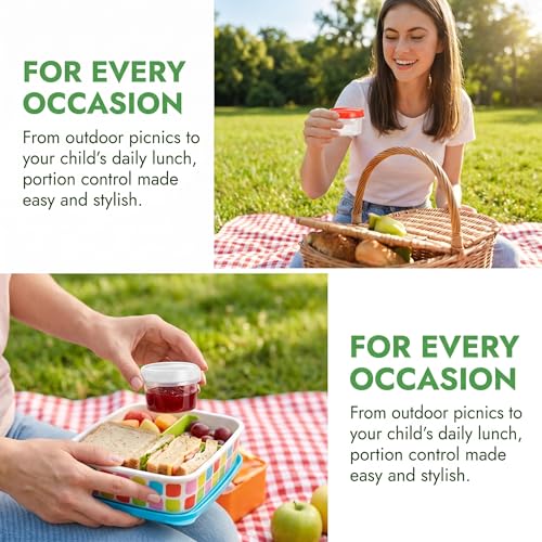 EONJOE 2oz Reusable Plastic Salad Dressing Containers with Airtight Lids - 6 Pack