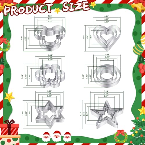 18-Piece Stainless Steel Cookie Cutter Set with 6 Shapes for Baking & Crafts