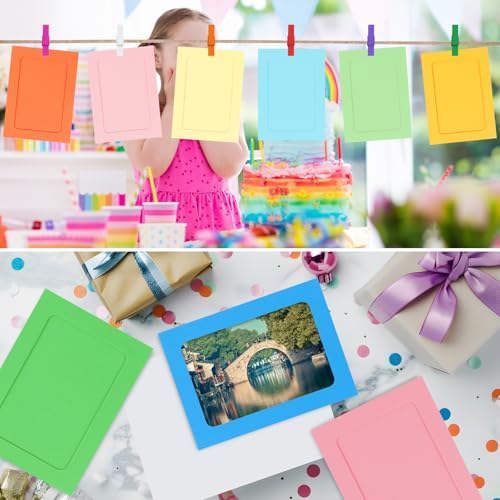 10 Pack 4x5 Inch Colorful Paper Picture Frames with Clips