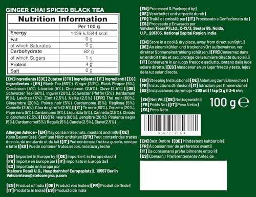VAHDAM Ginger Masala Chai Tea - 3.53oz (Pack of 2) Loose Leaf